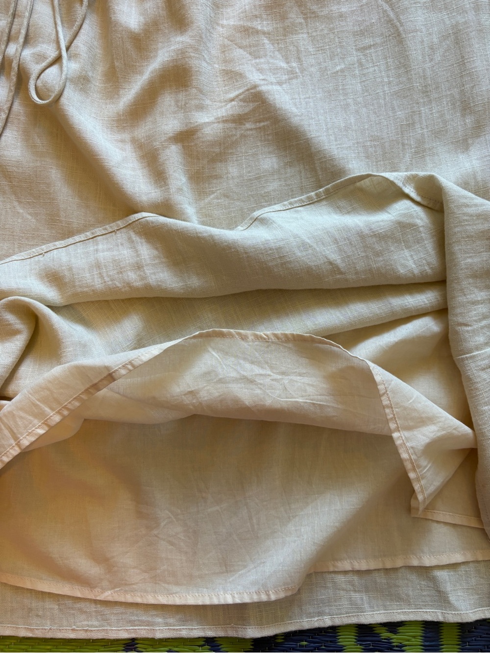 SABO Hope Dress Cream Linen Blend Cut-Out Midi Dress Sz L U.S 8 Spaghetti Strap - Picture 6 of 9
